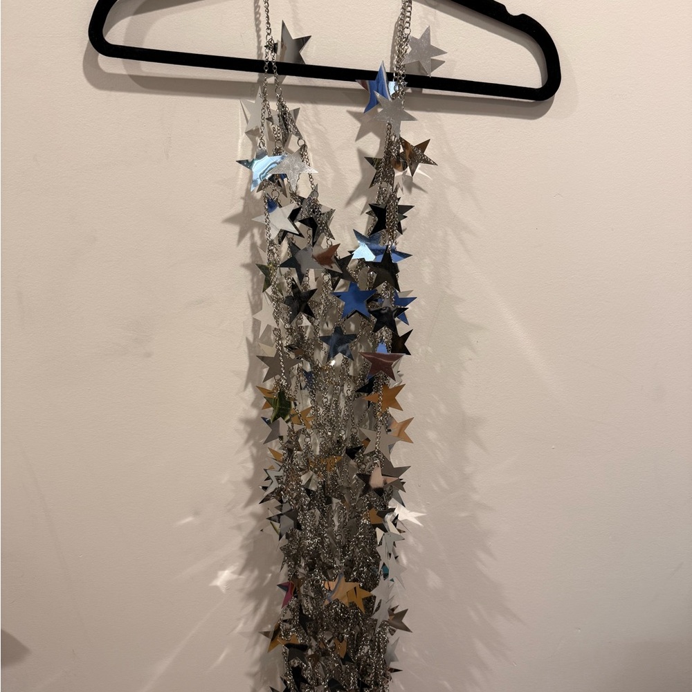 Chain mail silver star mirror dress